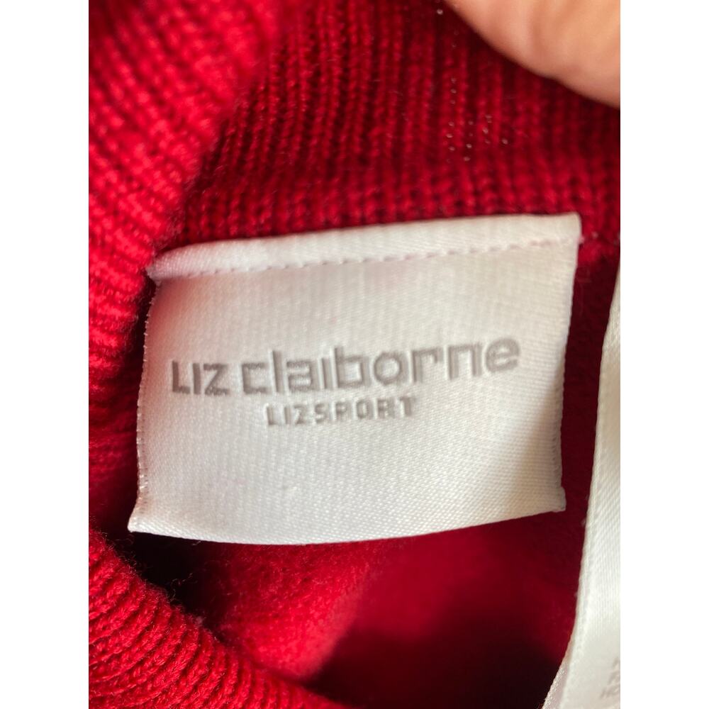 Liz Claiborne Women Large Cardigan Sweater 100% Wool Red Classic Preppy - Picture 3 of 8